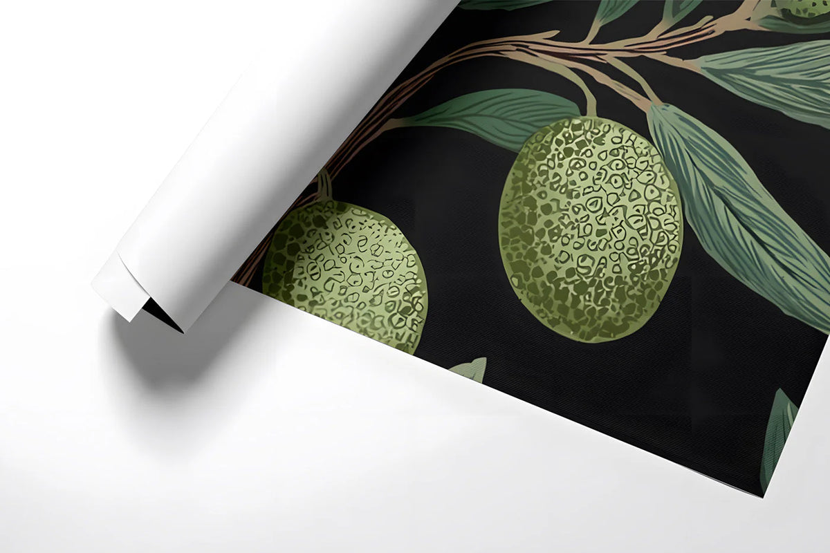 Olive Branch Botanical Mural Wallpaper — Dark Arts and Crafts Style Mural Wallpaper - room preview 02