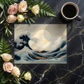 Great Wave Lunar Mural Wallpaper in Navy and Soft Gold Mural Wallpaper - room preview 02