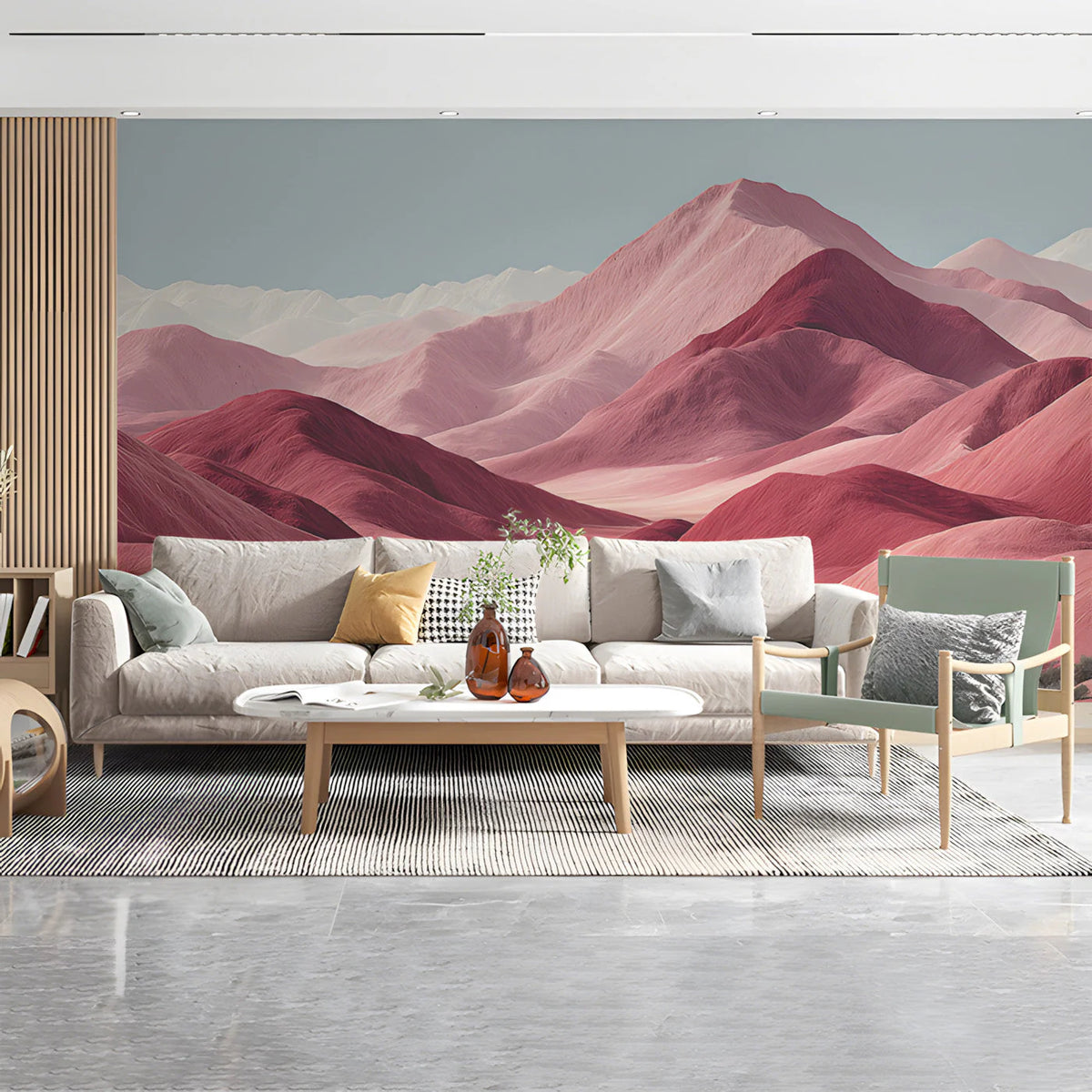 Rose Quartz Desert Mountain Mural Wallpaper — Artistic Landscape Mural Wallpaper - room preview 02