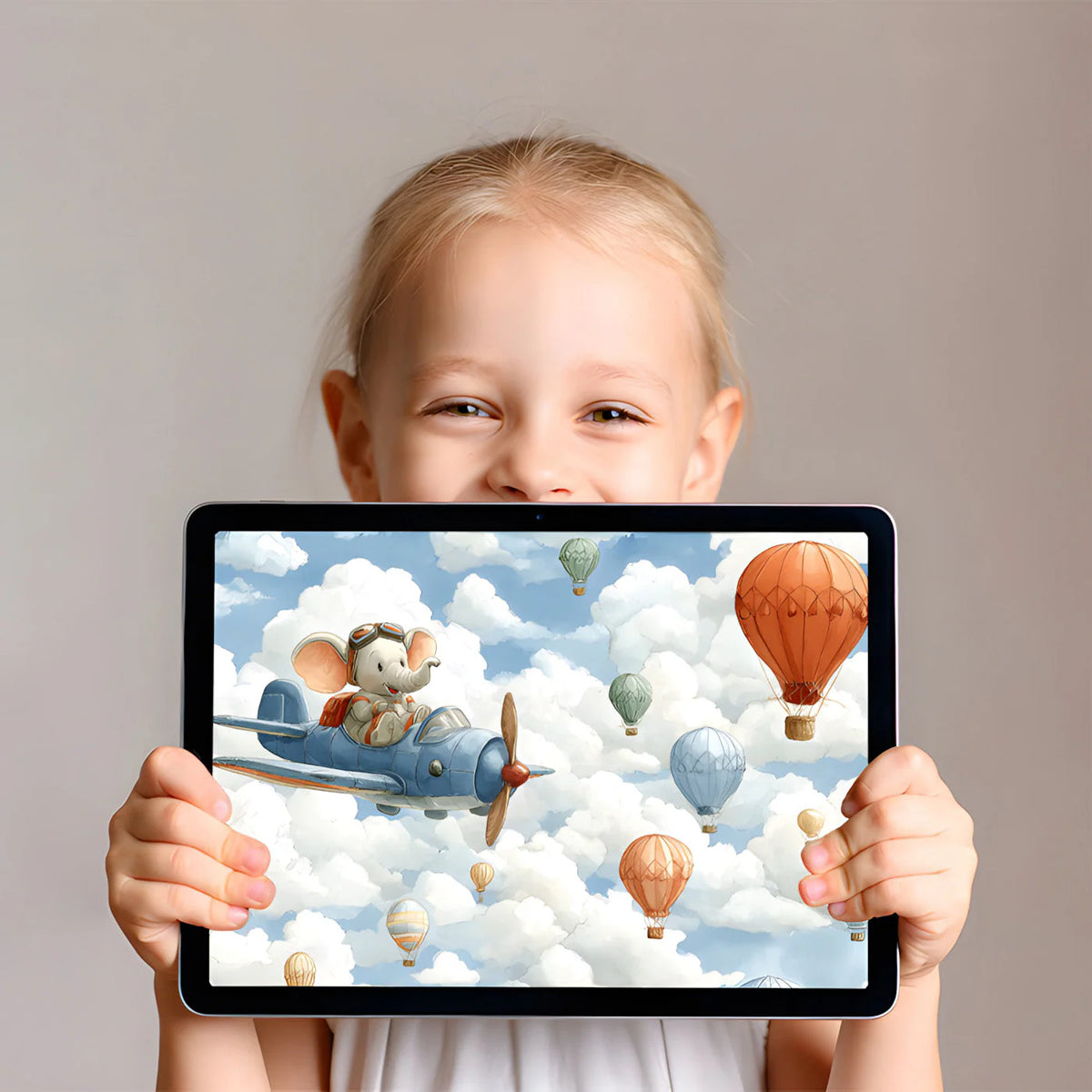 Elephant Pilot Mural Wallpaper — Whimsical Sky Adventure Mural Wallpaper - room preview 02