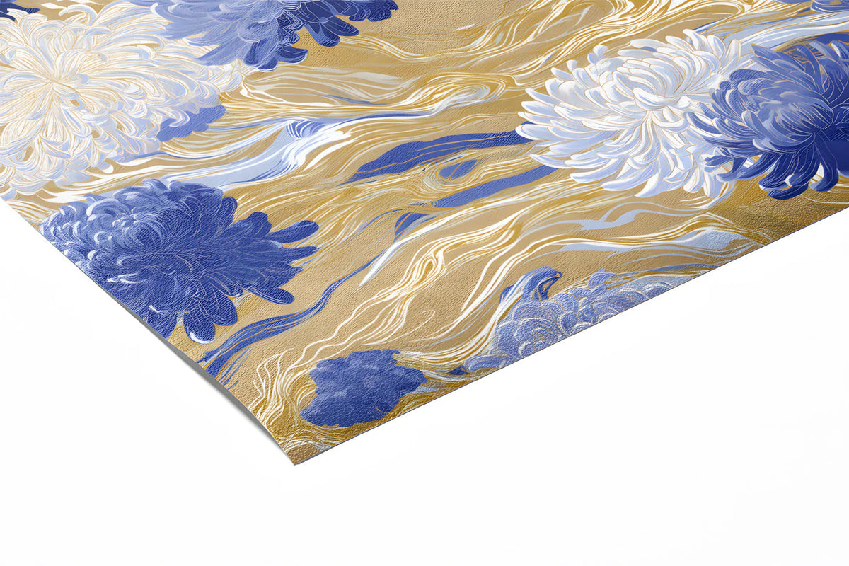 Chrysanthemum Wave Mural Wallpaper — Floral Art Nouveau Inspired Mural Wallpaper - room preview 02