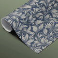 Midnight Heirloom Scroll Mural Wallpaper — Vintage Navy Floral Mural Wallpaper - room preview 02