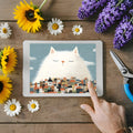 Giant Fluffy Cat Over City Mural Wallpaper — Whimsical Decor Mural Wallpaper - room preview 02