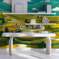 Mediterranean Terraced Valley Mural Wallpaper — Artistic Landscape Mural Wallpaper - room preview 02