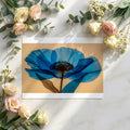 Ethereal Blue Poppy Macro Mural Wallpaper — Modern Botanical Art Mural Wallpaper - room preview 02
