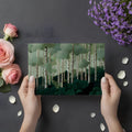 Birch Forest Mural Wallpaper with Botanical Line Art Mural Wallpaper - room preview 02