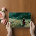 Woman in Field Mural Wallpaper —Painterly Landscape Design Mural Wallpaper - room preview 02