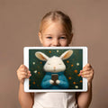 Cozy Rabbit with Smartphone Mural Wallpaper — Whimsical Art Mural Wallpaper - room preview 02