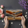 Abstract Mountain Horizon Mural Wallpaper with Textured Earth Tones Mural Wallpaper - room preview 02