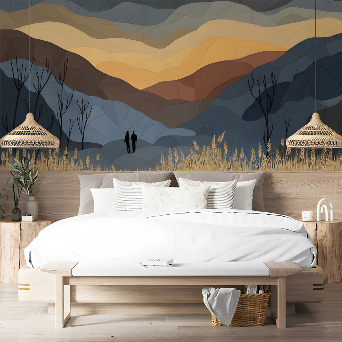 Stained Glass Mountain Landscape Mural Wallpaper - room preview 02