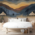 Stained Glass Mountain Landscape Mural Wallpaper - room preview 02