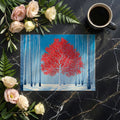 Vibrant Red Tree in Winter Forest Mural Wallpaper - room preview 02