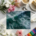 Aerial Surfer Wave Mural Wallpaper — Moody Coastal Ocean Art Mural Wallpaper - room preview 02