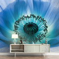 X-Ray Blue Poppy Macro Mural Wallpaper - room preview 02