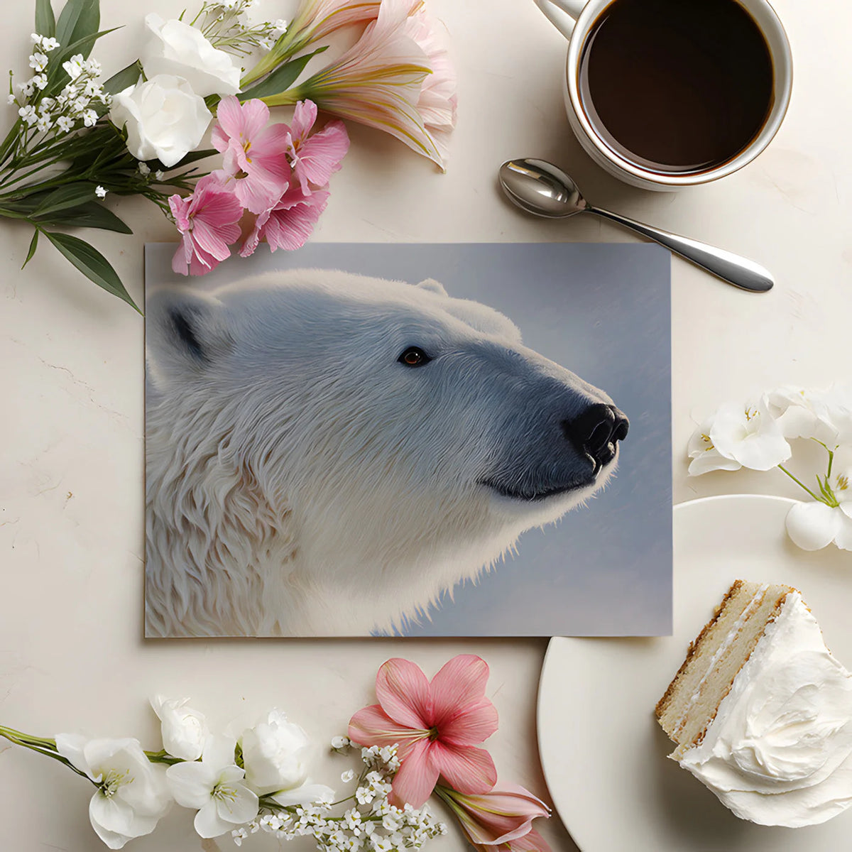 Arctic Polar Bear Portrait Mural Wallpaper — Wildlife Fine Art Mural Wallpaper - room preview 02
