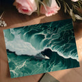 Surfer Wave Mural Wallpaper — Dynamic Deep Teal Ocean Scene Mural Wallpaper - room preview 02