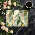Abstract Botanical Mural Wallpaper in Sage and Ochre Yellow Mural Wallpaper - room preview 02