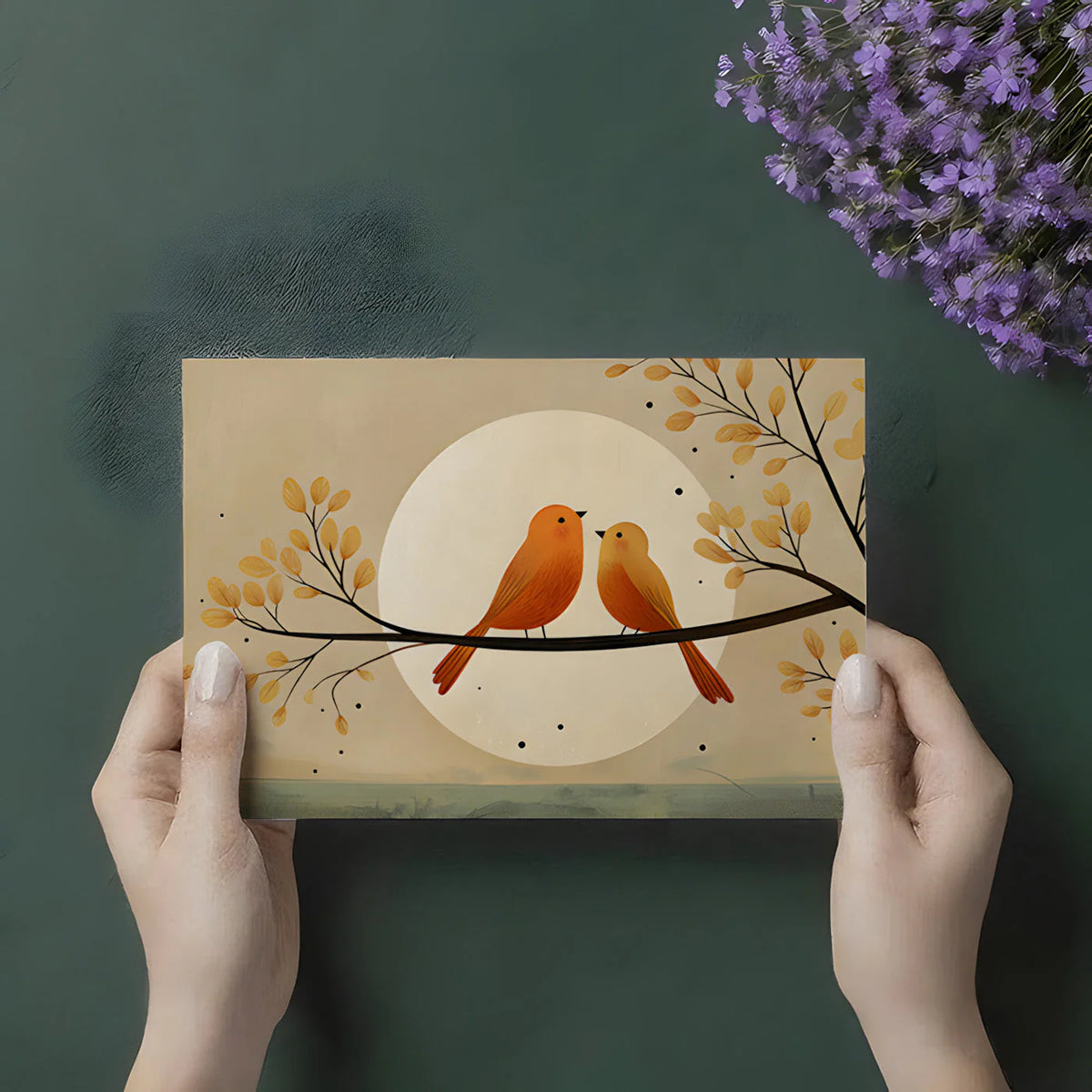 Sunlit Songbirds Mural Wallpaper — Whimsical Nature Design Mural Wallpaper - room preview 02
