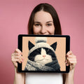 Cozy Winter Cat Mural Wallpaper — Whimsical Illustration Mural Wallpaper - room preview 02