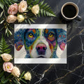 Psychedelic Dog Portrait Mural Wallpaper — Vibrant Animal Art Mural Wallpaper - room preview 02