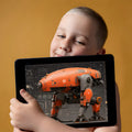 Industrial Robot Blueprint Mural Wallpaper — Technical Orange Mural Wallpaper - room preview 02