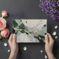 Abstract Ink Wash Mural Wallpaper with Emerald and Gold Accents Mural Wallpaper - room preview 02