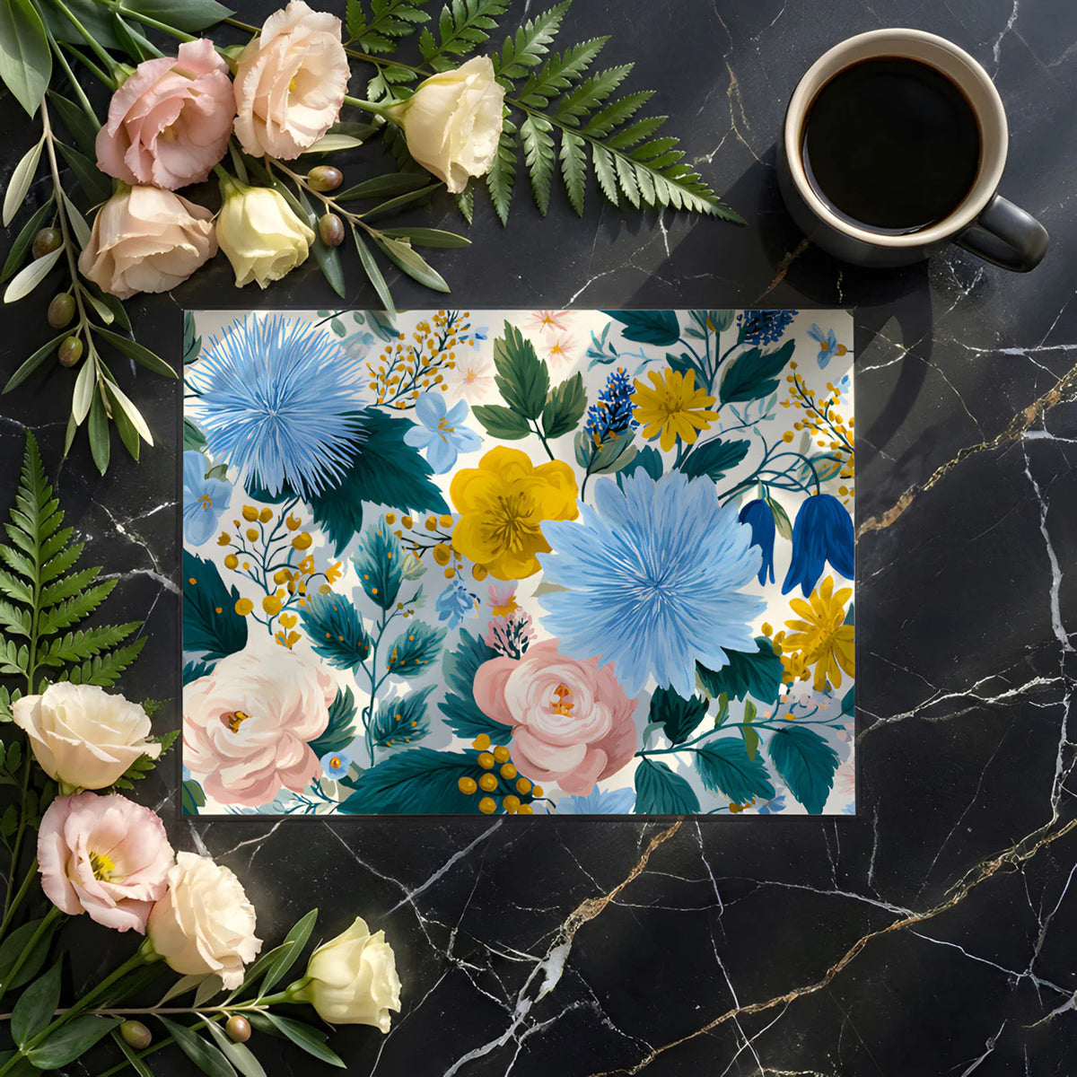 Sunlit Meadow Floral Mural Wallpaper — Colorful Botanical Art Mural Wallpaper - room preview 02