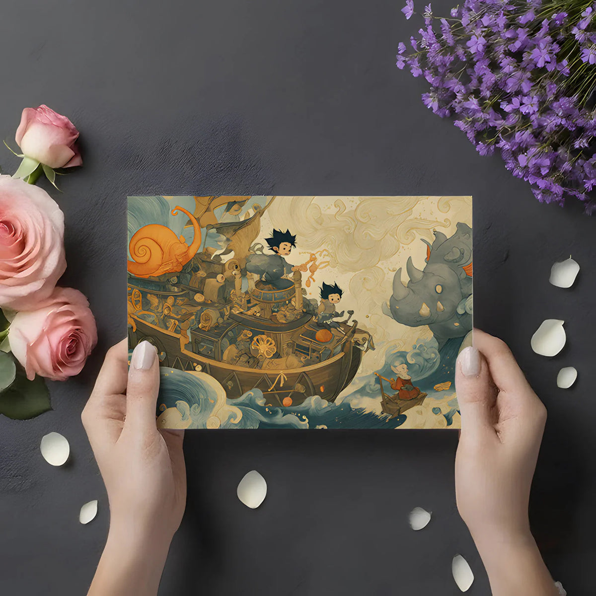 Fantasy Voyage Mural Wallpaper — Whimsical Storybook Illustration Mural Wallpaper - room preview 02