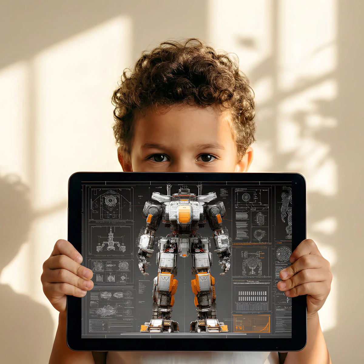 Mecha Blueprint Mural Wallpaper — Technical Industrial Design Mural Wallpaper - room preview 02