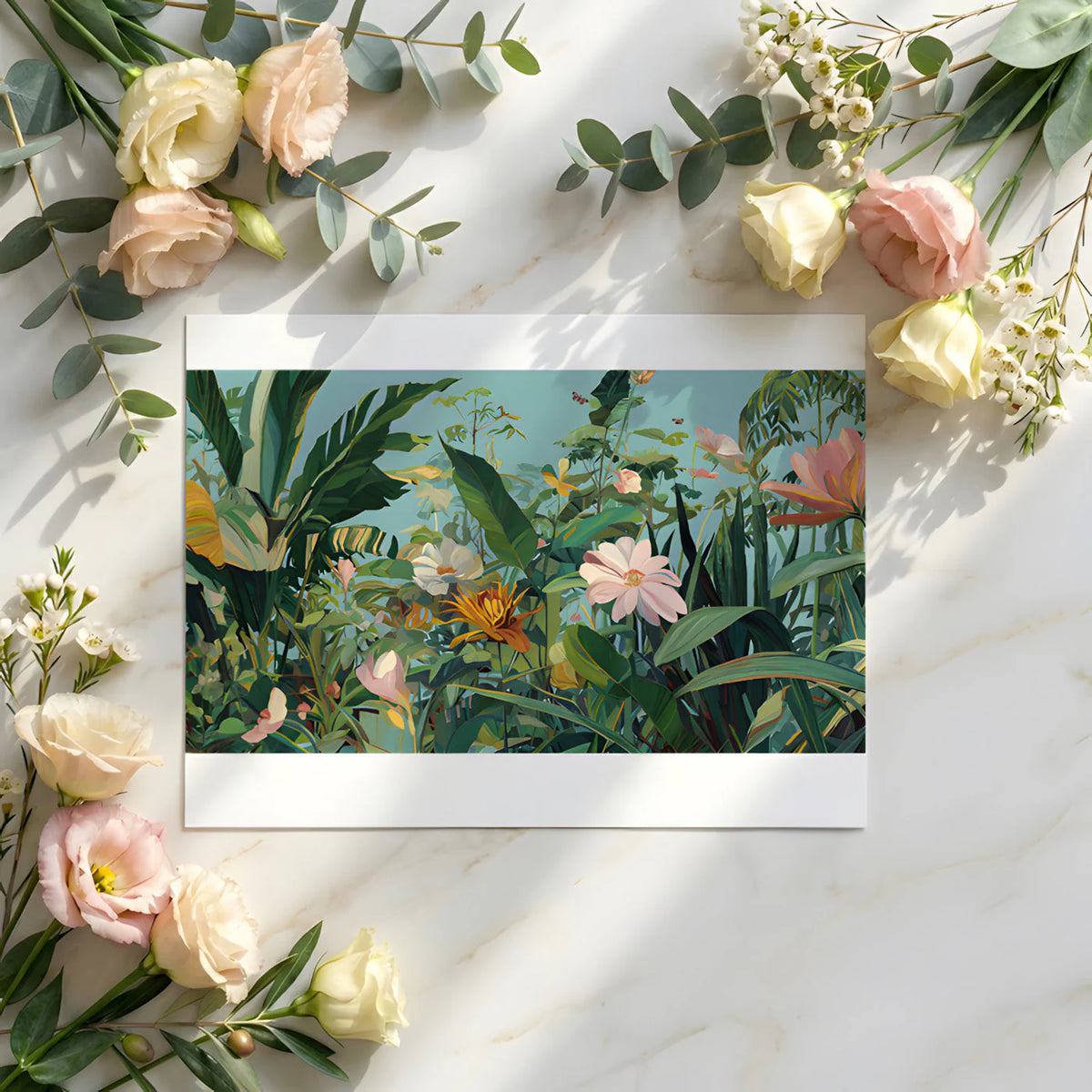 Botanical Garden Mural Wallpaper — Lush Floral Art Scene Mural Wallpaper - room preview 02