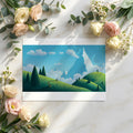 Alpine Journey Landscape Mural Wallpaper — Whimsical Mountain View Mural Wallpaper - room preview 02