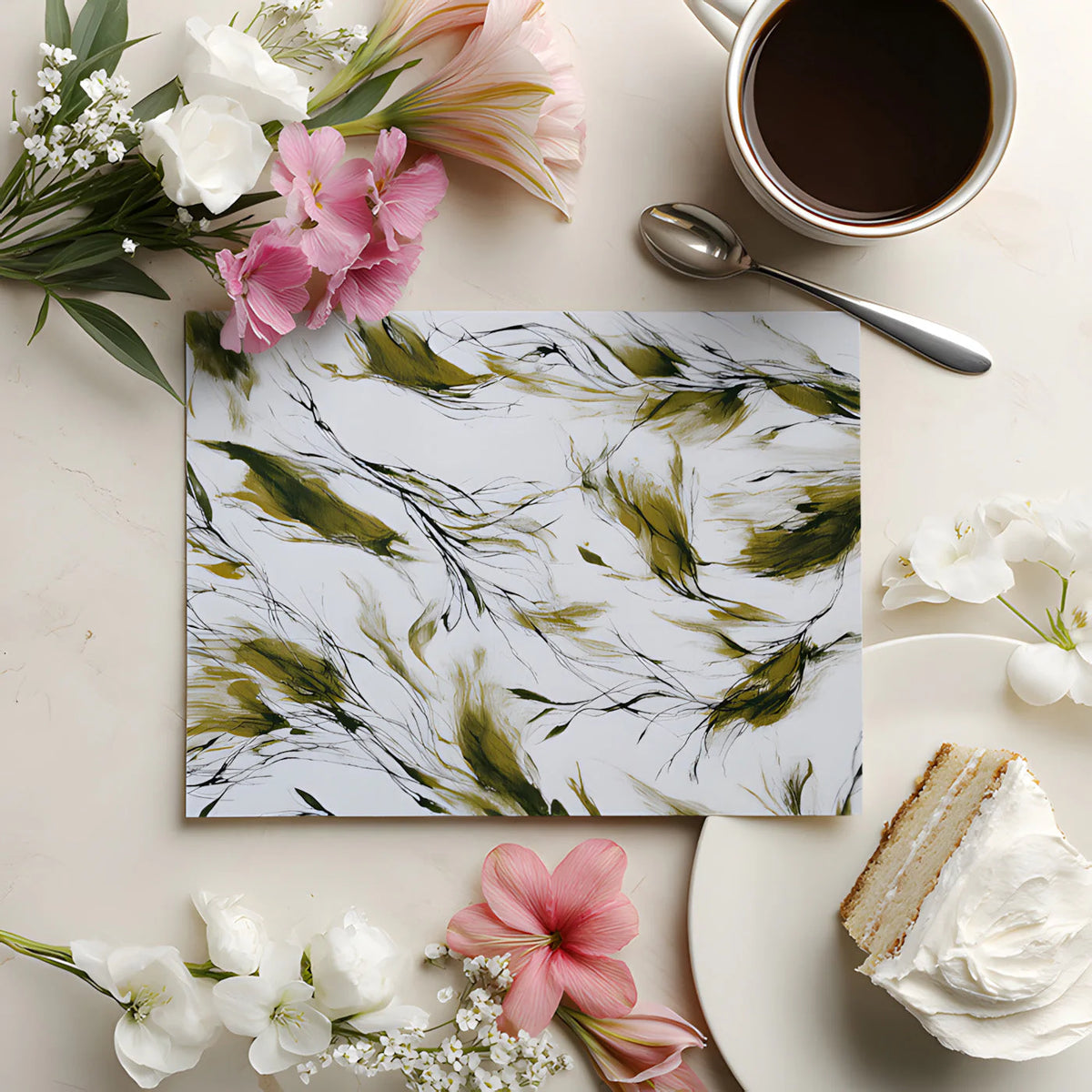 Abstract Willow Branch Mural Wallpaper in Ochre and Black Mural Wallpaper - room preview 02