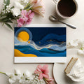 Celestial Sunset Line Art Mural Wallpaper in Navy and Ochre Mural Wallpaper - room preview 02