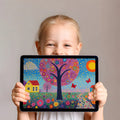 Whimsical Meadow Mural Wallpaper — Artistic Folk Art Landscape Mural Wallpaper - room preview 02