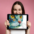 Cat Portrait Floral Mural Wallpaper — Whimsical Artistic Print Mural Wallpaper - room preview 02