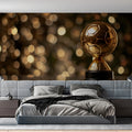 Golden Football Trophy Mural Wallpaper —Cinematic Sport Decor Mural Wallpaper - room preview 02