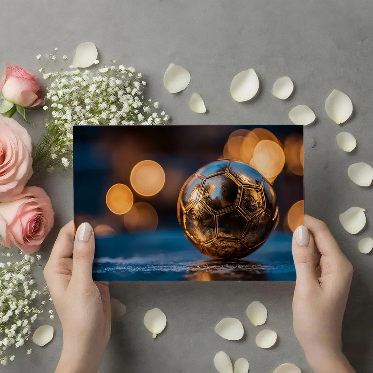 Golden Football Athletic Mural Wallpaper — Cinematic Sports Decor Mural Wallpaper - room preview 02