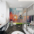 Urban Stadium Cityscape Mural Wallpaper — Artistic Sports Scene Mural Wallpaper - room preview 02