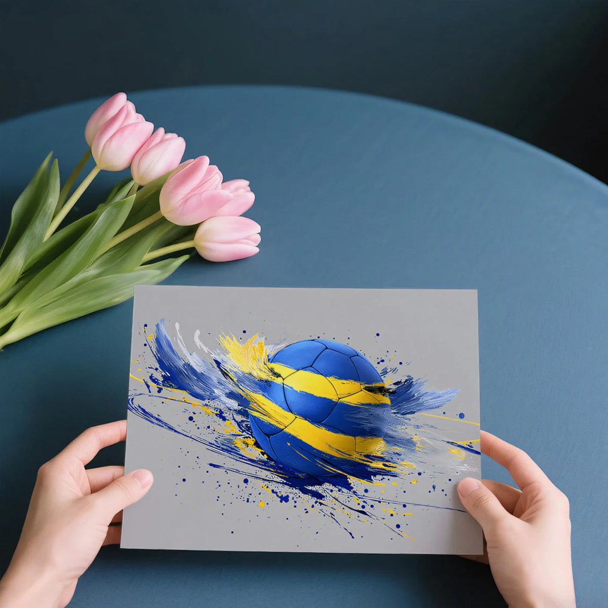 Dynamic Swedish Soccer Ball Mural Wallpaper — Artistic Sports Wall Art Mural Wallpaper - room preview 02