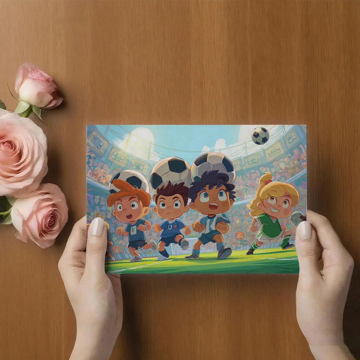 Chibi Soccer Stars Kids Mural Wallpaper — Vibrant Cartoon Sports Scene Mural Wallpaper - room preview 02