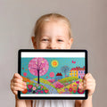 Whimsical Garden Folk Art Mural Wallpaper — Vibrant Colorful Scene Mural Wallpaper - room preview 02