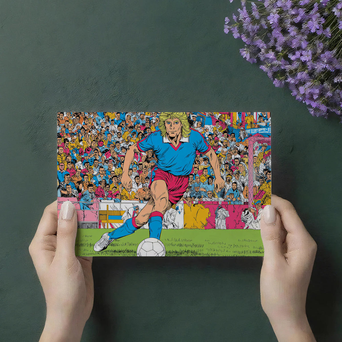 Vintage Soccer Stadium Mural Wallpaper — Pop Art Sports Design Mural Wallpaper - room preview 02