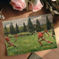 Vintage Soccer Match Mural Wallpaper — Artistic Sporting Scene Mural Wallpaper - room preview 02