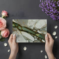 Ethereal Moss and Gold Fluid Art Mural Wallpaper - room preview 02