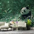 Panda in Forest Glade Mural Wallpaper — Whimsical Nature Scene Mural Wallpaper - room preview 02