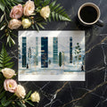 Abstract Geometric Forest Mural Wallpaper in Blue and Ochre Mural Wallpaper - room preview 02