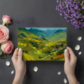 Terraced Mountain Valley Mural Wallpaper — Hand-Drawn Landscape Mural Wallpaper - room preview 02