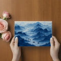 Mist-Covered Mountain Valley Mural Wallpaper in Cobalt Blue Mural Wallpaper - room preview 02
