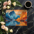 Dual Tone Mountain Lake Mural Wallpaper in Vibrant Ink Style Mural Wallpaper - room preview 02