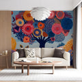 Vibrant Botanical Dreamscape Mural Wallpaper — Whimsical Floral Art Mural Wallpaper - room preview 02